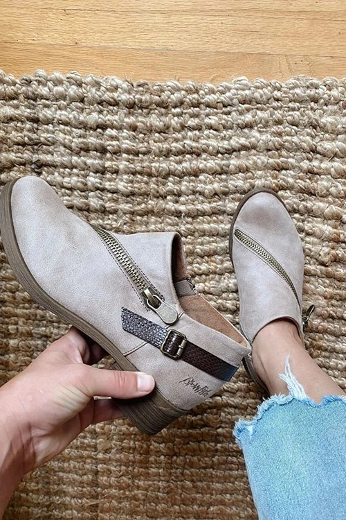 Levency Buckle Zipper Slip On Low Heels Ankle Boots 1 Levency Buckle Zipper Slip On Low Heels Ankle Boots