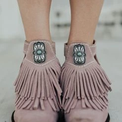 Levency Hollow Tassels Chunky Heels Ankle Boots New In