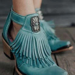 Levency Hollow Tassels Chunky Heels Ankle Boots New In
