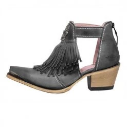 Levency Hollow Tassels Chunky Heels Ankle Boots New In