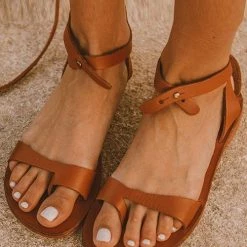 Levency Buckle Open Toe Flat Sandals New In