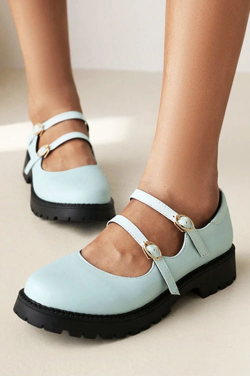 Levency Double Buckle Decor Flatform Mary Jane Shoes 2 Levency Double Buckle Decor Flatform Mary Jane Shoes