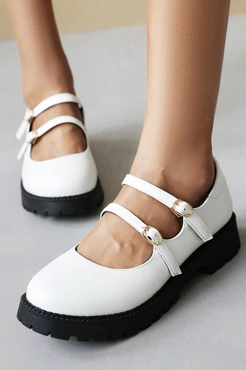 Levency Double Buckle Decor Flatform Mary Jane Shoes 1 Levency Double Buckle Decor Flatform Mary Jane Shoes