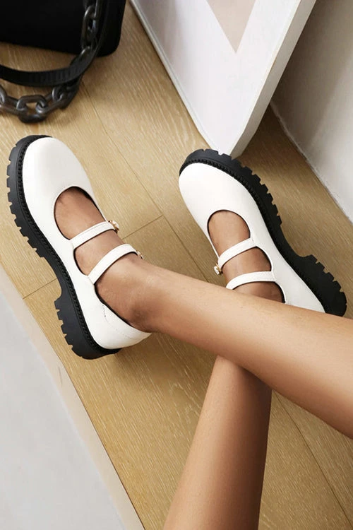 Levency Double Buckle Decor Flatform Mary Jane Shoes 4 Levency Double Buckle Decor Flatform Mary Jane Shoes