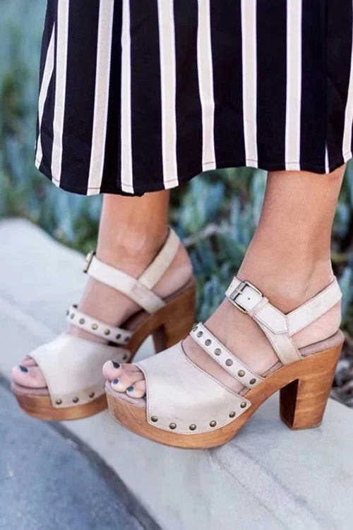 Levency Rivets Buckle Platform Clogs Sandals New In 1 Levency Rivets Buckle Platform Clogs Sandals New In