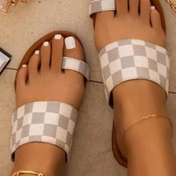 Levency Checkered One Step Closer Flats Sandals New In