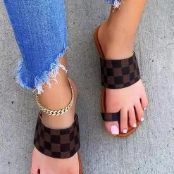 Levency Checkered One Step Closer Flats Sandals New In