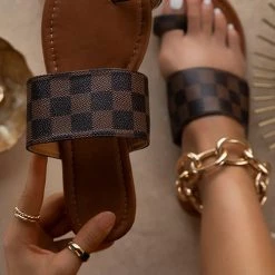 Levency Checkered One Step Closer Flats Sandals New In