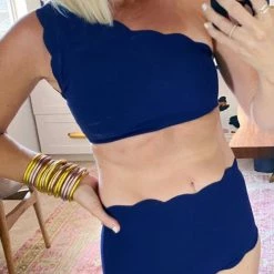 Levency Scalloped One Shoulder Bikini Set New In