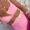 Levency New In Solid High Waist Bikini Set With Belt