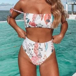 Levency Floral Print Boe Tied Bikini Set New In