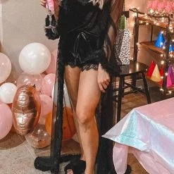 Levency Fur See Though Flares Cardigan