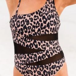 Levency Mesh Patchwork One Shoulder Swimwear