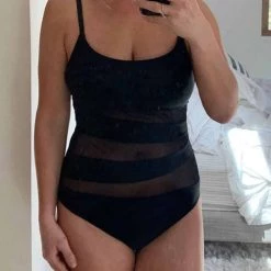 Levency Mesh Patchwork One Shoulder Swimwear