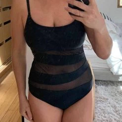 Levency Mesh Patchwork One Shoulder Swimwear