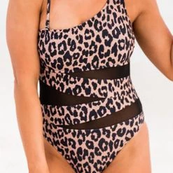 Levency Mesh Patchwork One Shoulder Swimwear