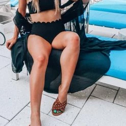 Levency Scalloped One Shoulder Bikini Set New In