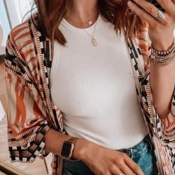 Levency Geometey Print Bleted Cover Up