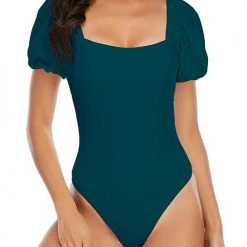 Levency Puff Sleeve Backless One Piece Swimwear New In