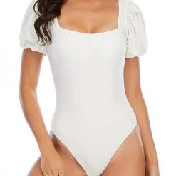 Levency Puff Sleeve Backless One Piece Swimwear New In