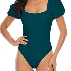 Levency Puff Sleeve Backless One Piece Swimwear New In