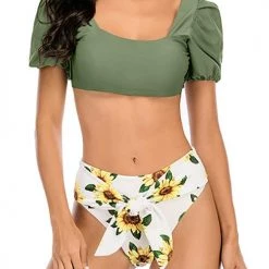 Levency Puff Sleeve Knot Bikini Set New In