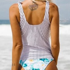 Levency New In Stripe Tank Bikini Set
