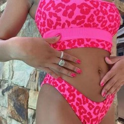 Levency New In Leopard Patchwork High Waist Bikini Set