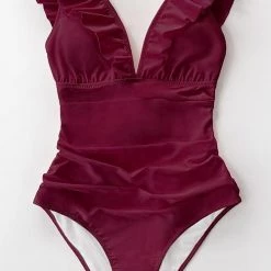 Levency New In Ruffles Backless One Peice Swimwear