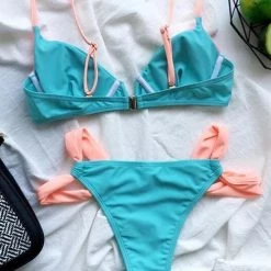 Levency Color Block Low Waist Bikini Set