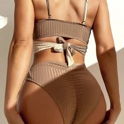 Levency New In Color Block Cross Bikini Set