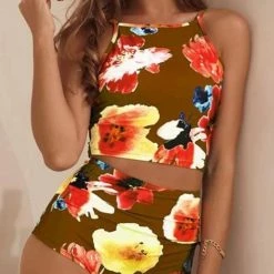 Levency Floral Tank High Waist Bikini Set New In