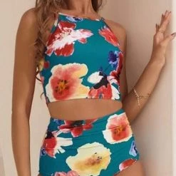 Levency Floral Tank High Waist Bikini Set New In