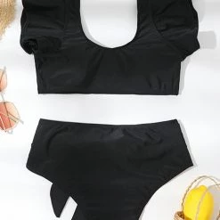 Levency Ruffles Lemon High Waist Bikini Set New In
