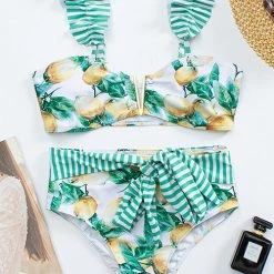 Levency Ruffles Lemon High Waist Bikini Set New In