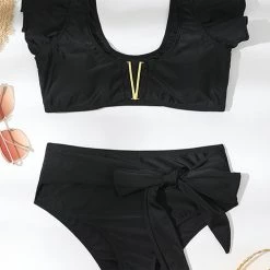 Levency Ruffles Lemon High Waist Bikini Set New In