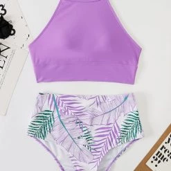 Levency New In Leaf High Waist Tank Bikini Set