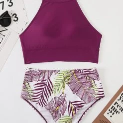 Levency New In Leaf High Waist Tank Bikini Set