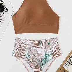 Levency New In Leaf High Waist Tank Bikini Set