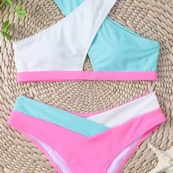 Levency Color Block Cross Bikini Set