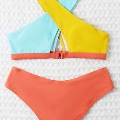Levency Color Block Cross Bikini Set