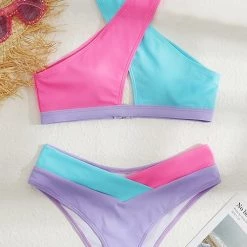 Levency Color Block Cross Bikini Set