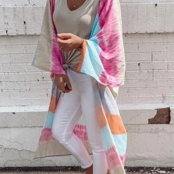 Levency New In Tie Dye Stripe Kimono