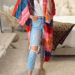 Levency New In Tie Dye Stripe Kimono