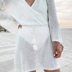 Levency Drawstring Flares Sleeve Cover Up New In