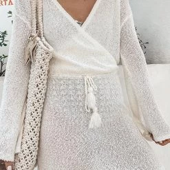 Levency Drawstring Flares Sleeve Cover Up New In