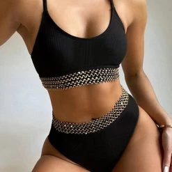 Levency Solid Chains Bikini Set