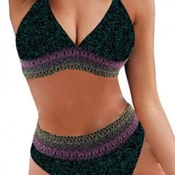 Levency Glitter Halter Neck Bikini Set New In