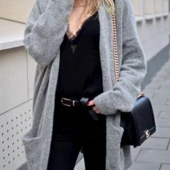 Levency Pocket Knitting Long Coat