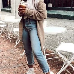 Levency Pocket Knitting Long Coat